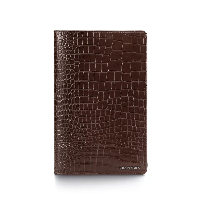 Lapis Bard Mandeville Croc-Textured Notebook Jacket - Dark Brown