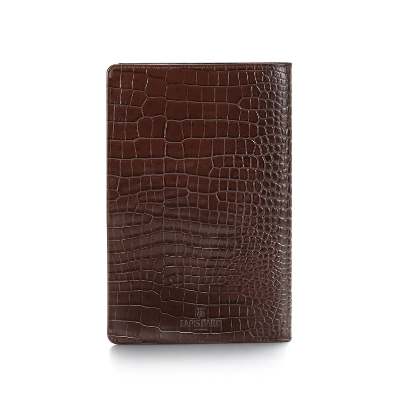 Lapis Bard Mandeville Croc-Textured Notebook Jacket - Dark Brown