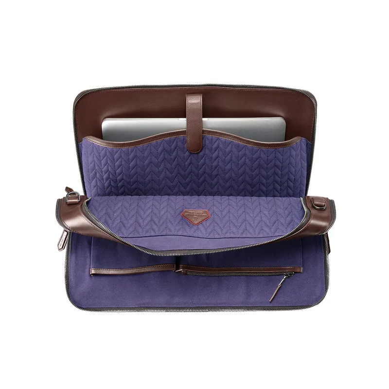 Lapis Bard Mandeville 15-inch Croc-Textured Double Compartment Laptop Bag - Dark Brown