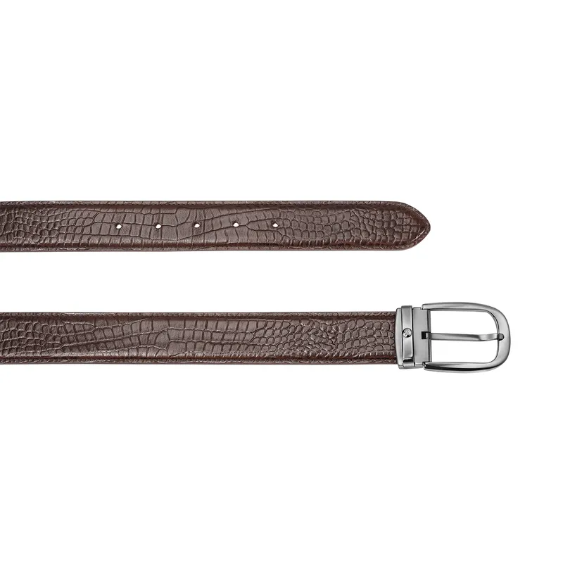 Lapis Bard Mandeville Croc-Textured 35 MM Buckle Belt - Dark Brown