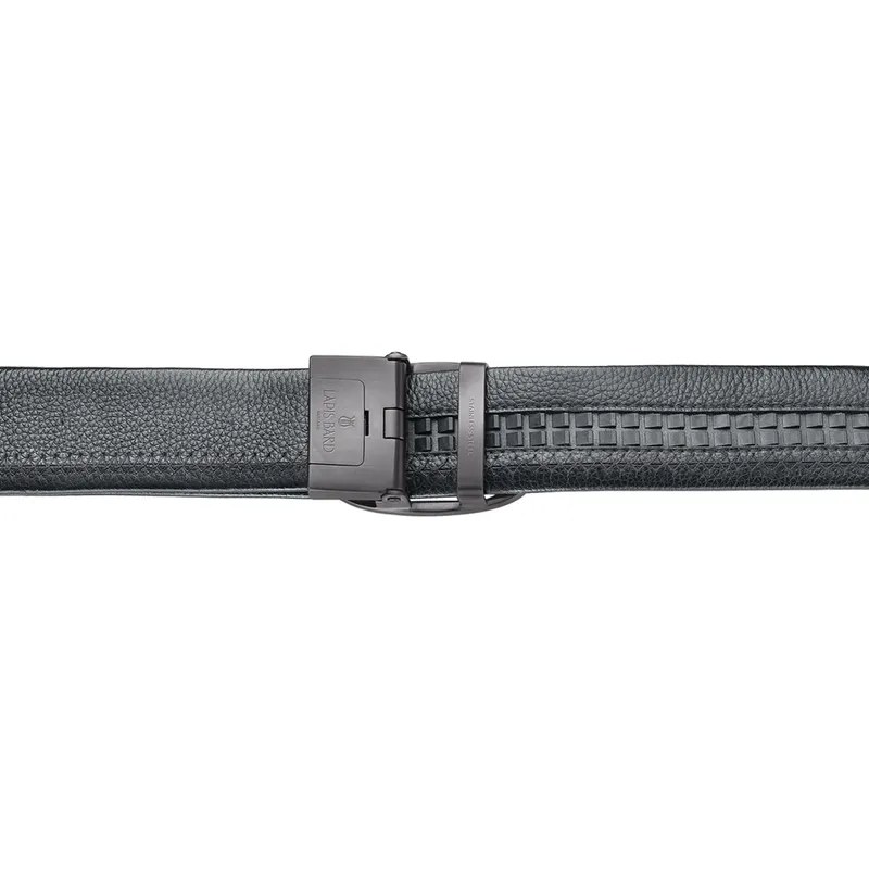Lapis Bard Nova Belt Gunmetal 35 MM Buckle Pebbled Leather - Black