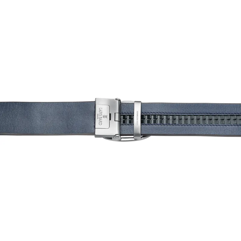 Lapis Bard Nova Belt Chrome 35 MM Buckle Dual-Toned Leather - Brown & Navy Blue
