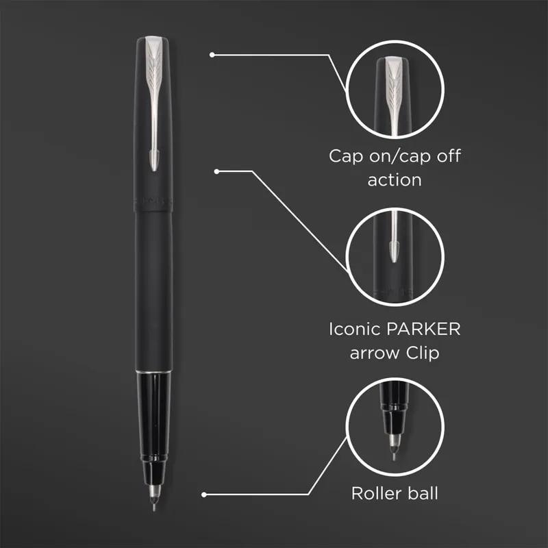 Parker Frontier Black Rollerball Pen With Chrome Trim