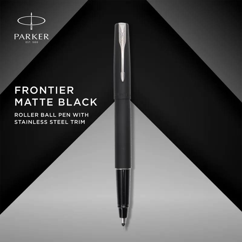 Parker Frontier Black Rollerball Pen With Chrome Trim