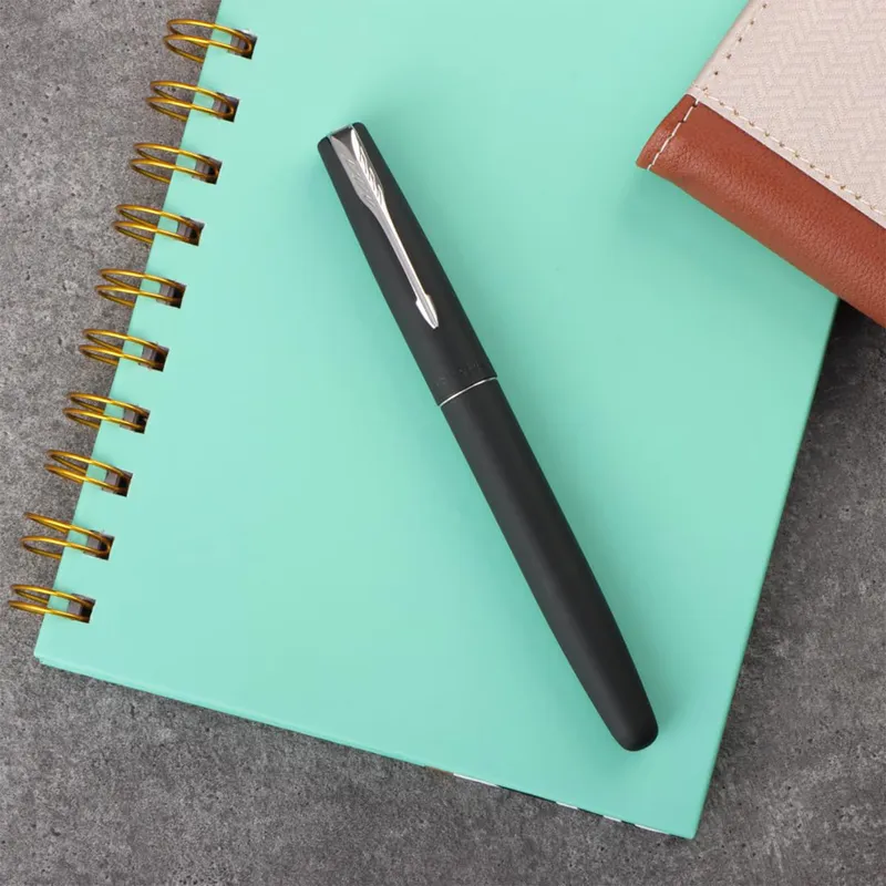 Parker Frontier Matte Black Fountain Pen With Chrome Trim-Fine