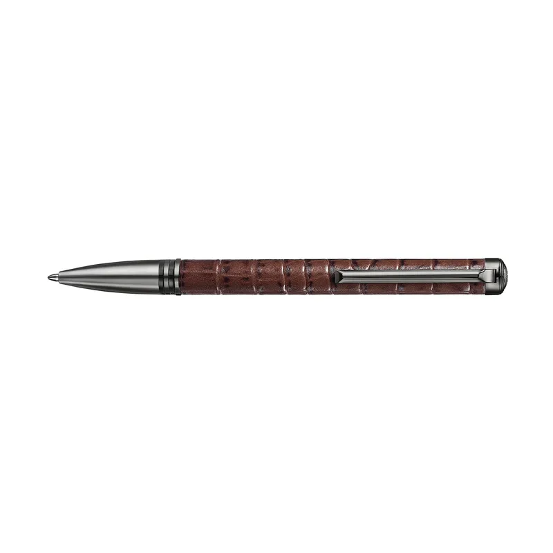 Lapis Bard Mandeville Croc-Textured Ballpoint Pen - Dark Brown