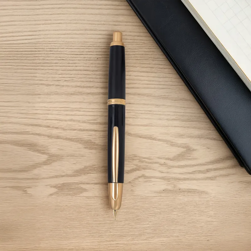 Pilot FC1500 RG Glossy Black Capless Retractable Fountain Pen with Gold Trims-Medium