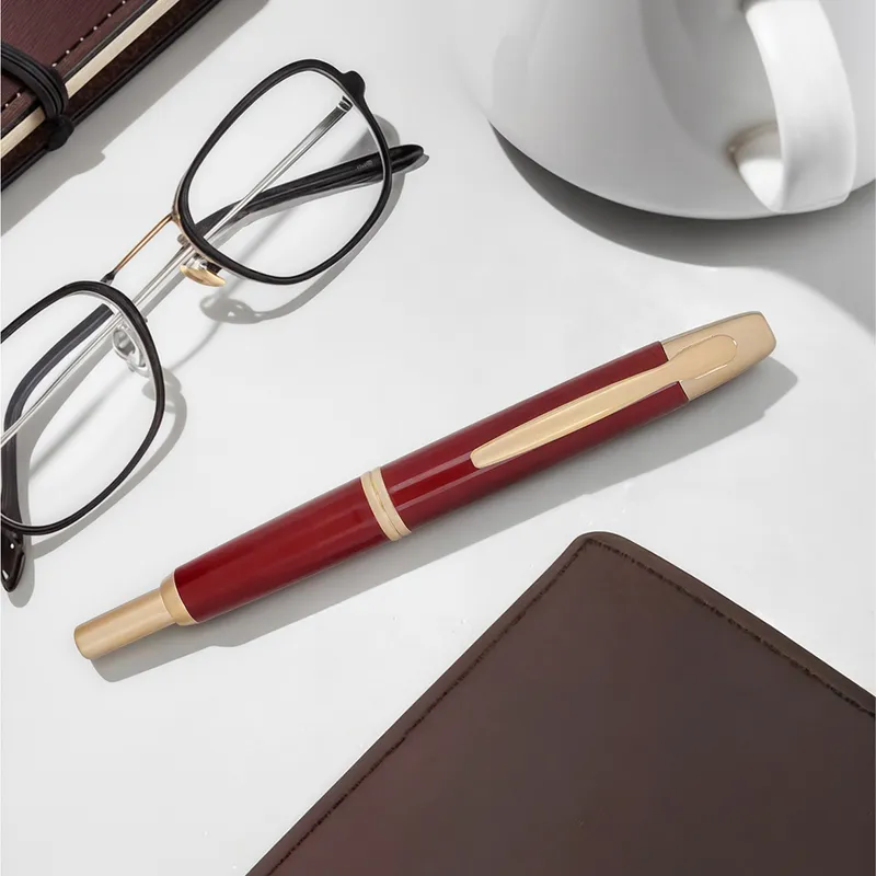 Pilot FC1500 RG Glossy Red Capless Retractable Fountain Pen with Gold Trims-Medium