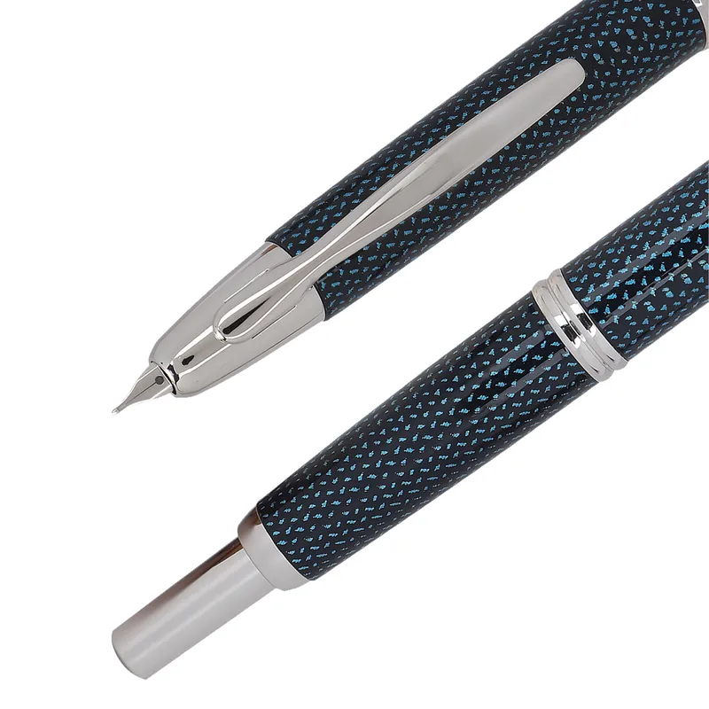 Pilot 2082 Kasuri Blue Capless Retractable Fountain Pen with Rhodium-Plated Trims