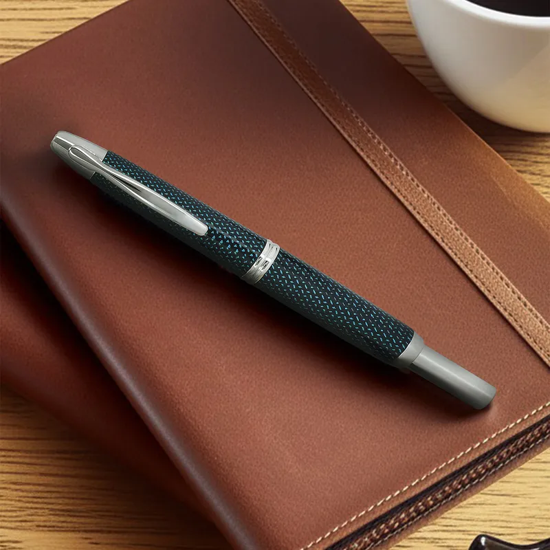 Pilot 2082 Kasuri Blue Capless Retractable Fountain Pen with Rhodium-Plated Trims