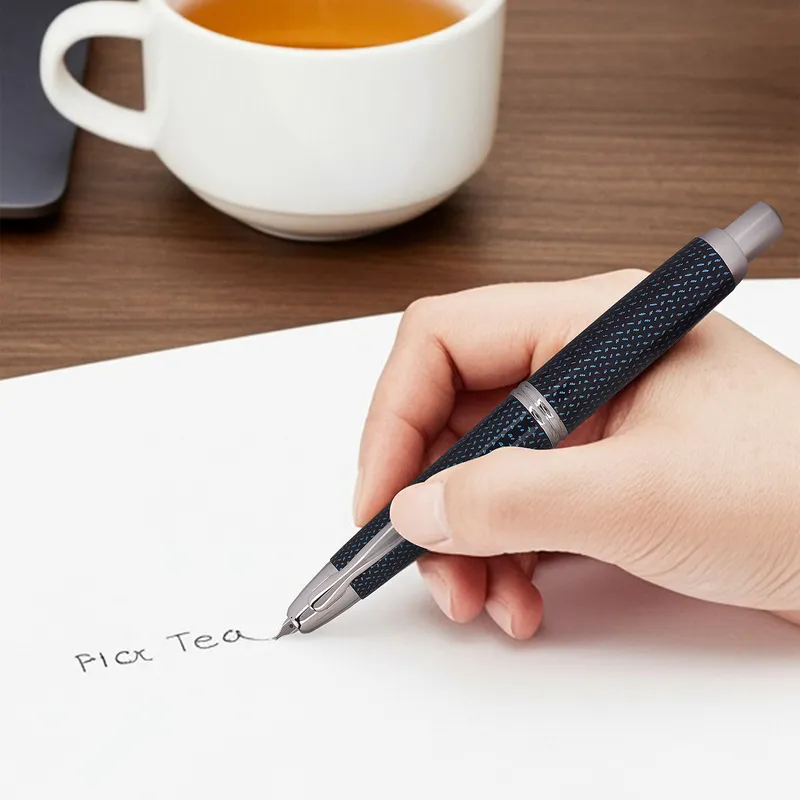 Pilot 2082 Kasuri Blue Capless Retractable Fountain Pen with Rhodium-Plated Trims