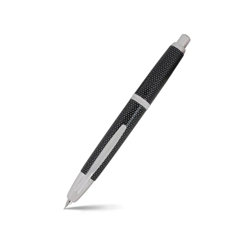 Pilot 2076 Kasuri Black Capless Retractable Fountain Pen with Rhodium-Plated Trims