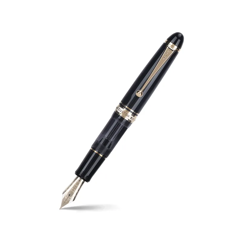 Pilot 2196 Custom 823 Black Fountain Pen with Ink Bottle-Medium