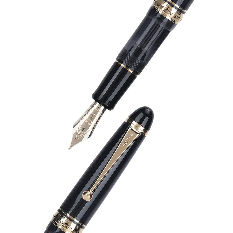 Pilot 2196 Custom 823 Black Fountain Pen with Ink Bottle-Medium