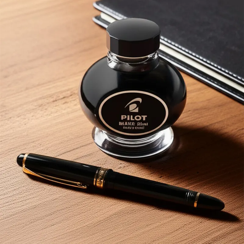 Pilot 2196 Custom 823 Black Fountain Pen with Ink Bottle-Medium