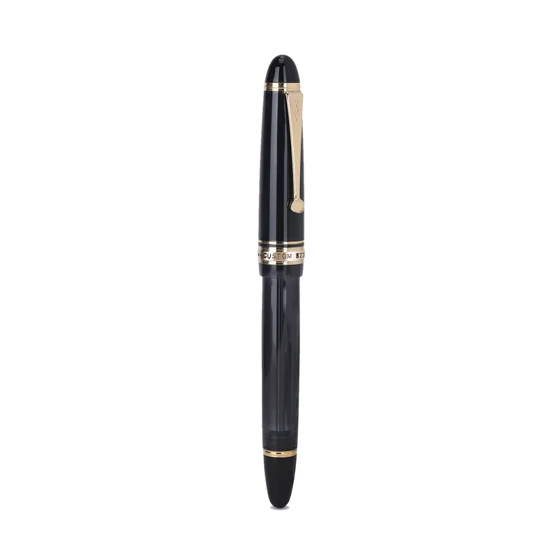 Pilot 2196 Custom 823 Black Fountain Pen with Ink Bottle-Medium