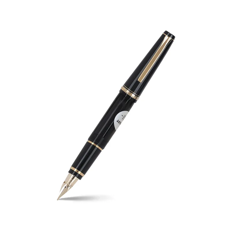 Pilot 2116 Falcon Black & Gold with Rhodium-Plated Trims Fountain Pen-Medium