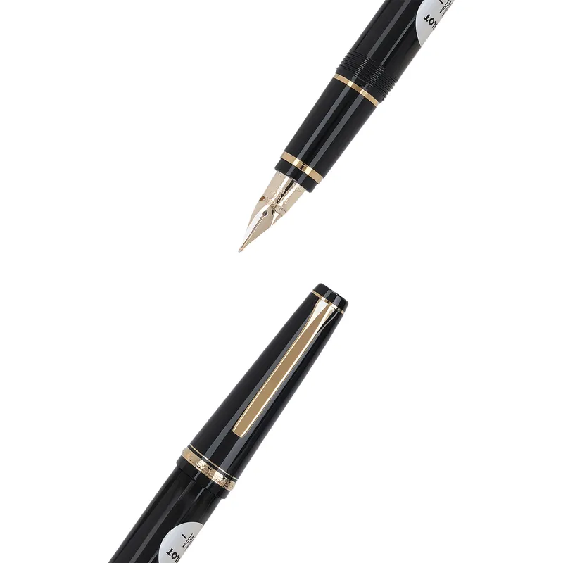 Pilot 2116 Falcon Black & Gold with Rhodium-Plated Trims Fountain Pen-Medium