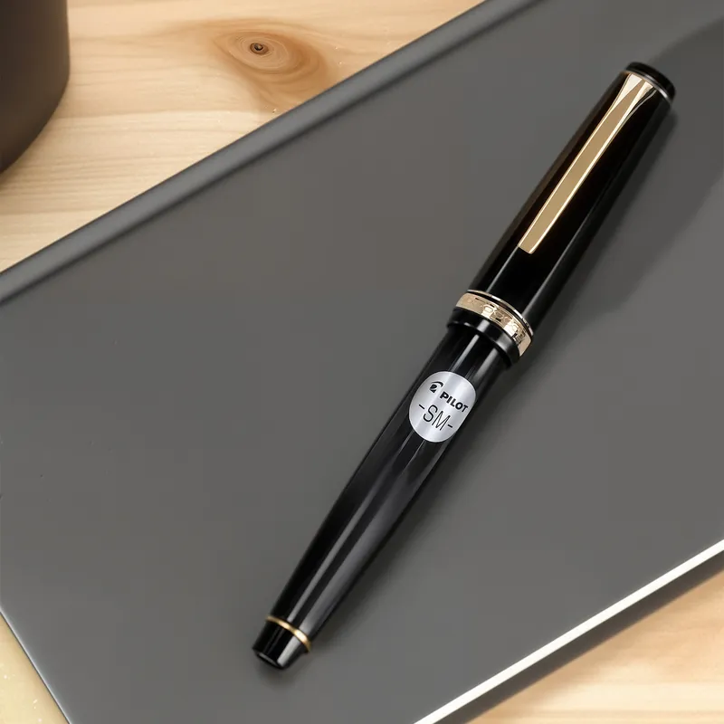 Pilot 2116 Falcon Black & Gold with Rhodium-Plated Trims Fountain Pen-Medium