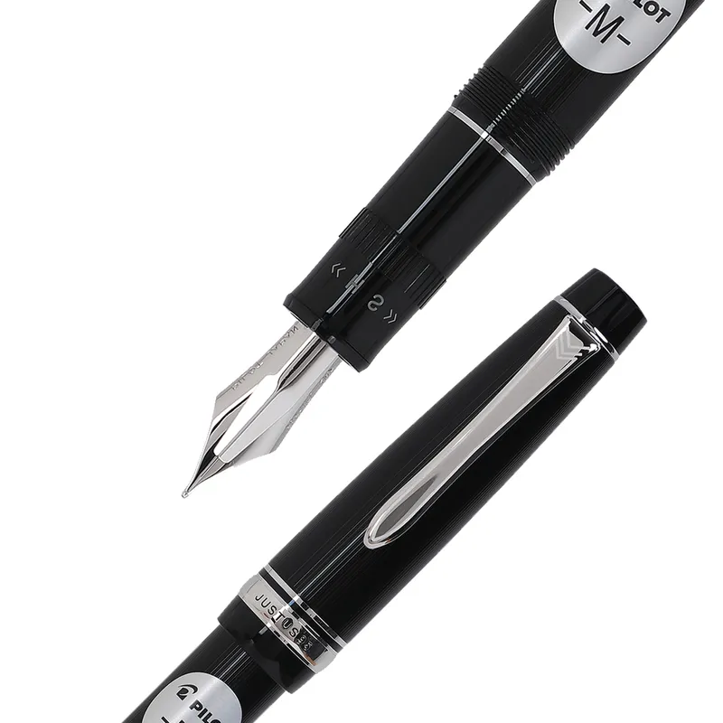 Pilot 2297 Justus 95 Black Stripe Fountain Pen with Silver Trim Fountain Pen-Medium
