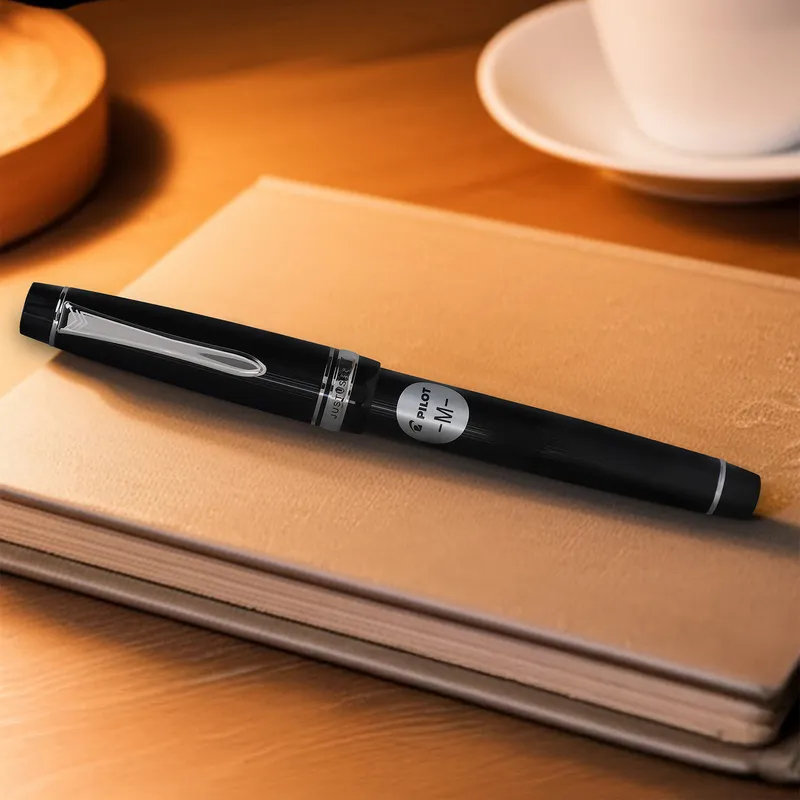 Pilot 2297 Justus 95 Black Stripe Fountain Pen with Silver Trim Fountain Pen-Medium