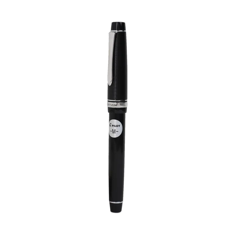 Pilot 2297 Justus 95 Black Stripe Fountain Pen with Silver Trim Fountain Pen-Medium