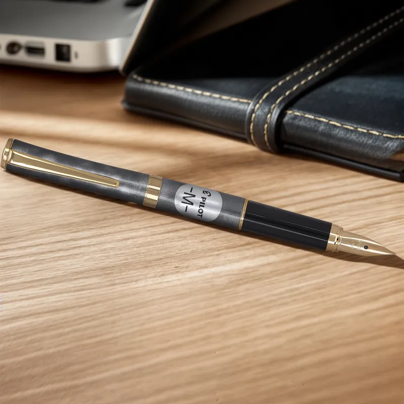 Pilot 2101 Cavalier Black & Grey Fountain Pen-Medium