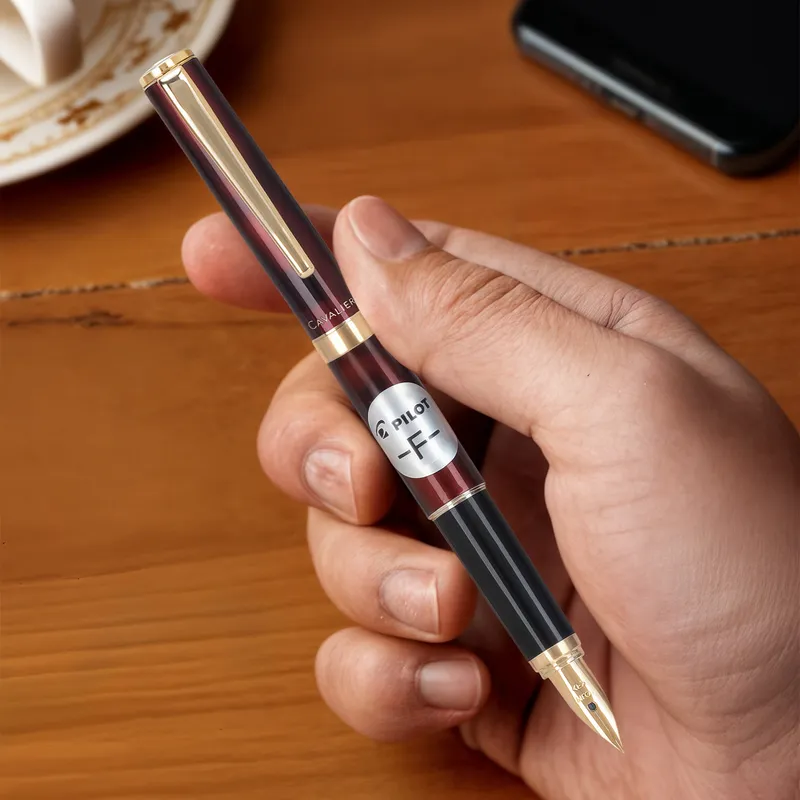 Pilot 2104 Cavalier Black & Red Fountain Pen-Fine