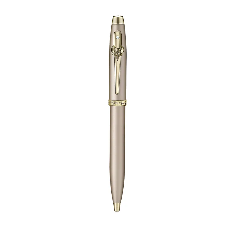 Sheaffer 100 Emily in Paris 9377 Champagne Gold Ballpoint Pen with Champagne Gold Trims and Bow-Shaped Clip Emblem