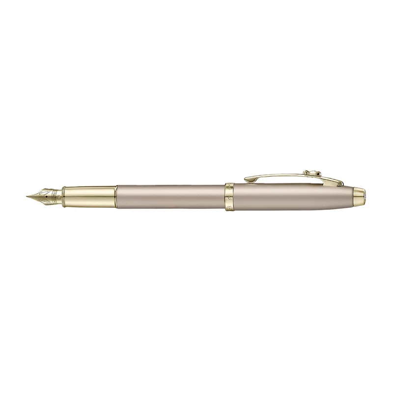 Sheaffer 100 Emily in Paris 9377 Champagne Gold Fountain Pen with Champagne Gold Trims and Bow-Shaped Clip Emblem (Medium)