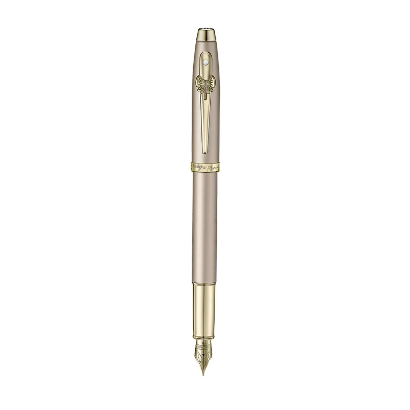 Sheaffer 100 Emily in Paris 9377 Champagne Gold Fountain Pen with Champagne Gold Trims and Bow-Shaped Clip Emblem (Fine)