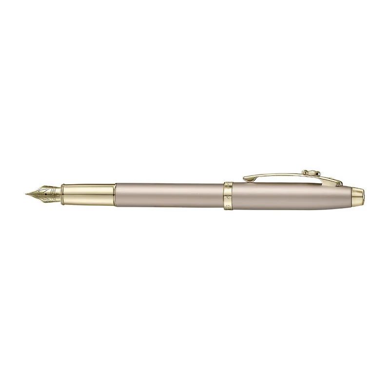 Sheaffer 100 Emily in Paris 9377 Champagne Gold Fountain Pen with Champagne Gold Trims and Bow-Shaped Clip Emblem (Fine)