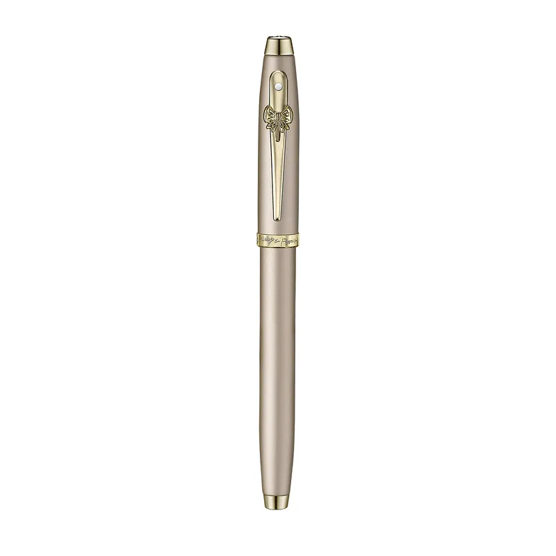 Sheaffer 100 Emily in Paris 9377 Champagne Gold Fountain Pen with Champagne Gold Trims and Bow-Shaped Clip Emblem (Fine)