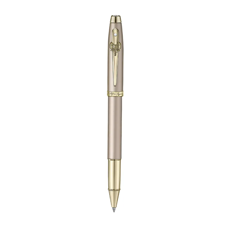 Sheaffer 100 Emily in Paris 9377 Champagne Gold Rollerball Pen with Champagne Gold Trims and Bow-Shaped Clip Emblem