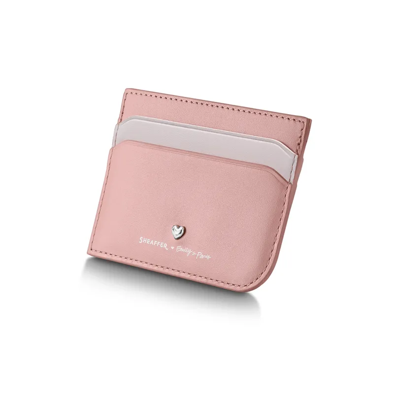 Sheaffer Emily in Paris Sentinel 321 Pink Matte Finish Ballpoint Pen with Chrome Trims and Full-Grain Leather Credit Card Holder Gift Set