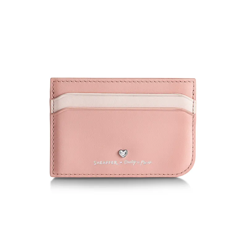 Sheaffer Emily in Paris Sentinel 321 Pink Matte Finish Ballpoint Pen with Chrome Trims and Full-Grain Leather Credit Card Holder Gift Set