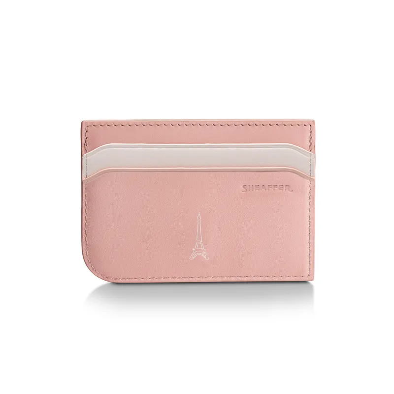 Sheaffer Emily in Paris Sentinel 321 Pink Matte Finish Ballpoint Pen with Chrome Trims and Full-Grain Leather Credit Card Holder Gift Set