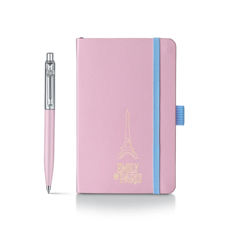 Sheaffer Emily in Paris Sentinel 321 Pink Matte Finish Ballpoint Pen with Chrome Trims and Small Hardbound Notebook Gift Set