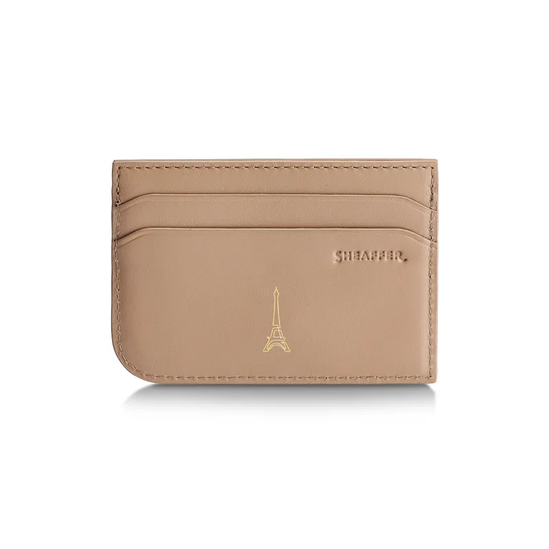 Sheaffer 100 Emily in Paris 9377 Champagne Gold Ballpoint Pen with Champagne Gold Trim and Full-Grain Credit Card Holder Gift Set