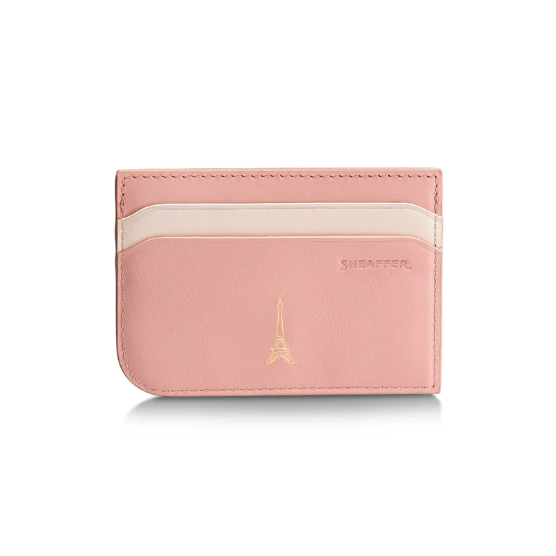 Sheaffer Emily in Paris Prelude Mini 9810 Pastel Pink Ballpoint Pen with Swarovski Crystal and Full-Grain Leather Credit Card Holder Gift Set