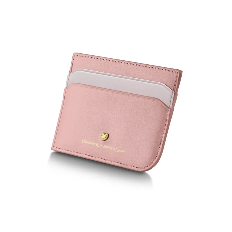 Sheaffer Emily in Paris Prelude Mini 9810 Pastel Pink Ballpoint Pen with Swarovski Crystal and Full-Grain Leather Credit Card Holder Gift Set