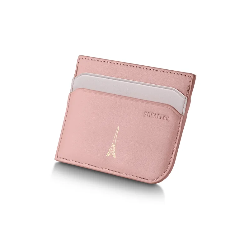 Sheaffer Emily in Paris Prelude Mini 9810 Pastel Pink Ballpoint Pen with Swarovski Crystal and Full-Grain Leather Credit Card Holder Gift Set