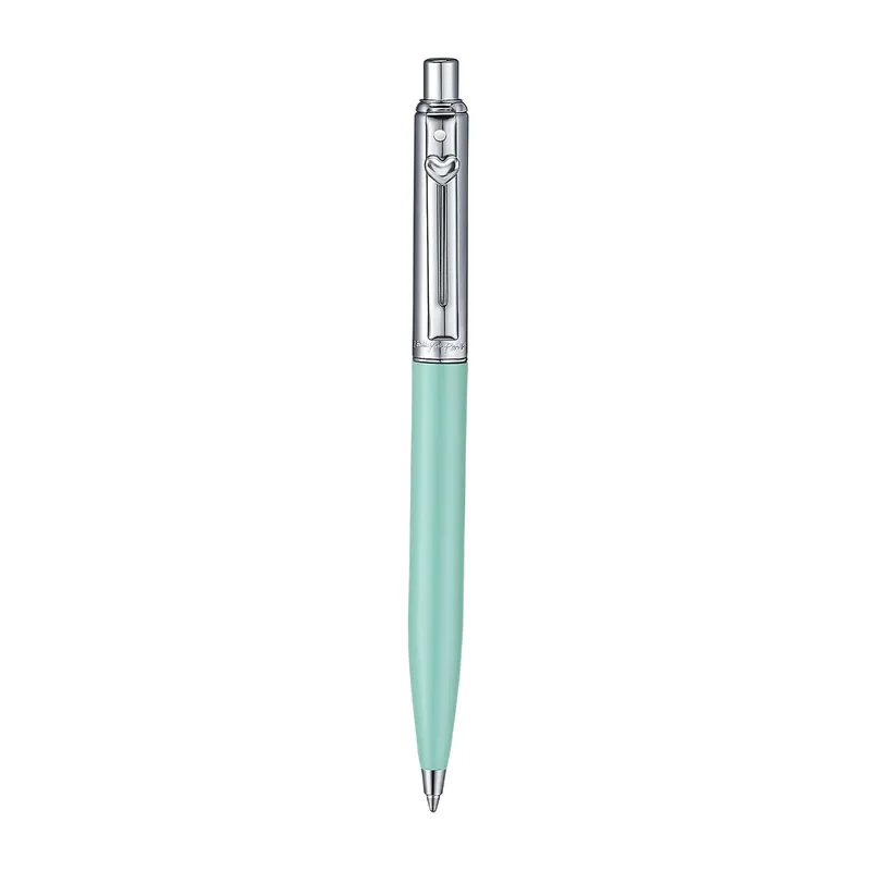 Sheaffer Sentinel Emily in Paris E321 Green Matte Finish Ballpoint Pen with Chrome-Plated Trims and Heart-Shaped Clip Emblem