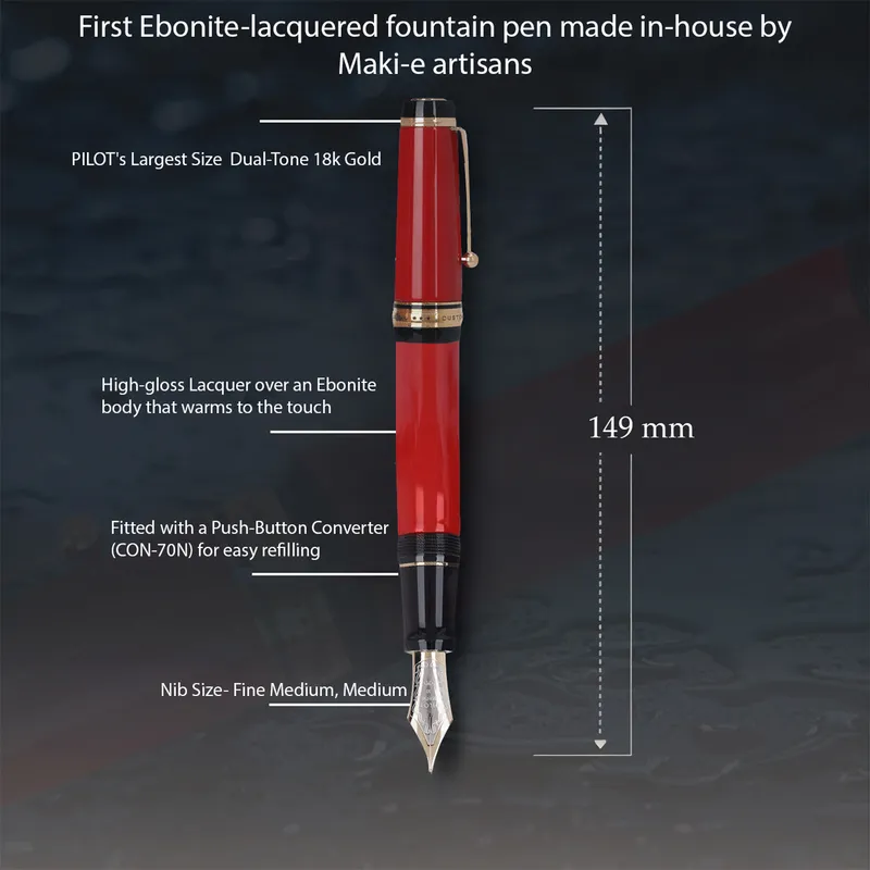 Pilot 2193 FKV-88SR-BM-EX Custom Urushi FP Black Fountain Pen-Medium