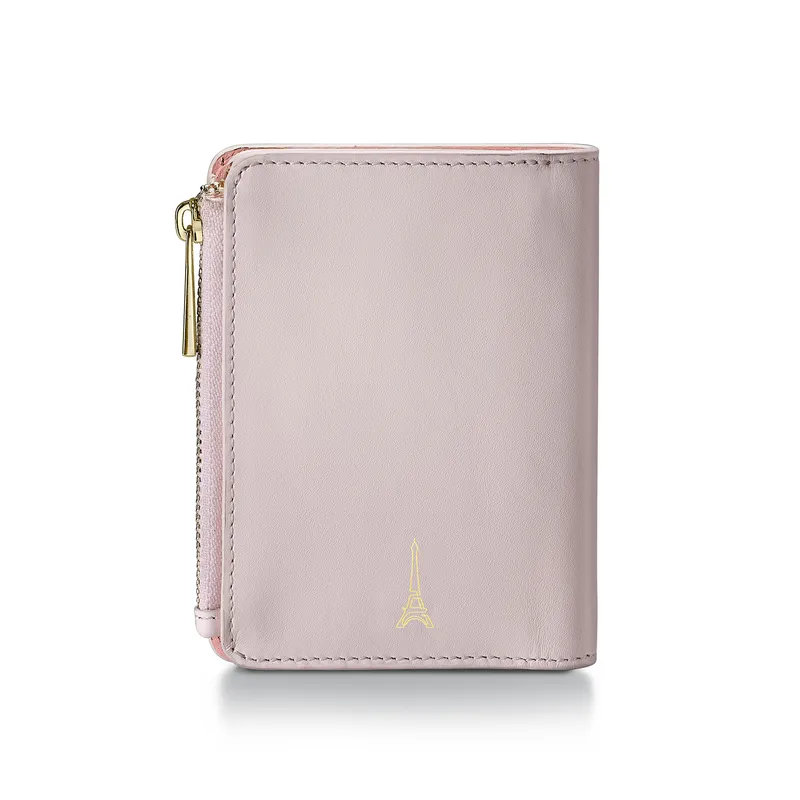 Sheaffer Emily in Paris Full-Grain Leather Zipped Bifold Coin Wallet with Heart-Shaped Emblem - Pink