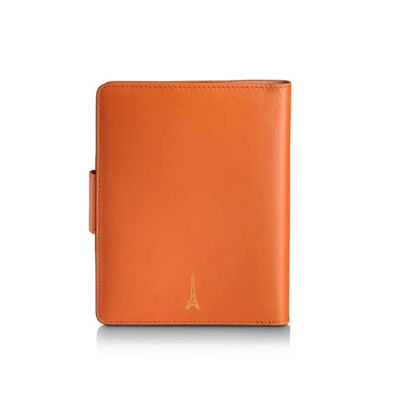 Sheaffer Emily in Paris Full-Grain Leather Passport Case with Pen Loop with Heart-Shapd Emblem - Orange