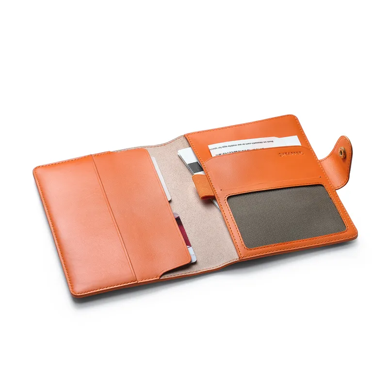 Sheaffer Emily in Paris Full-Grain Leather Passport Case with Pen Loop with Heart-Shapd Emblem - Orange