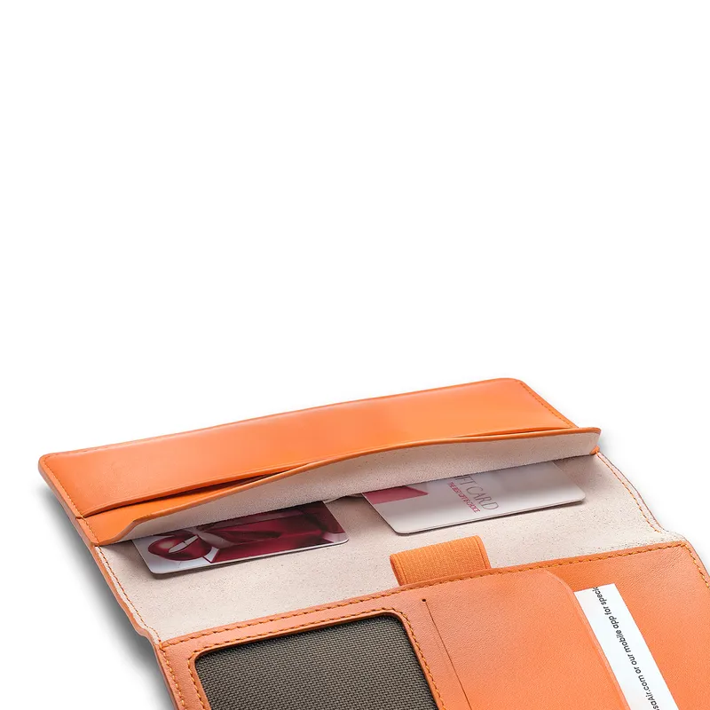 Sheaffer Emily in Paris Full-Grain Leather Passport Case with Pen Loop with Heart-Shapd Emblem - Orange