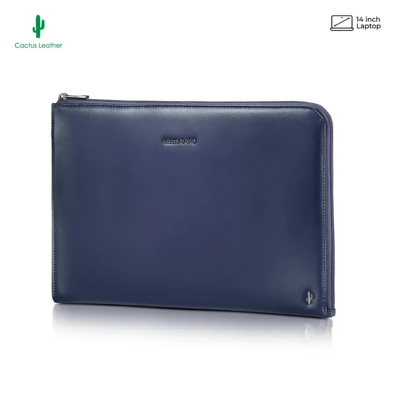 Lapis Bard Crossover Desert Bloom Cactus Leather 14-inch Laptop Sleeve - Blue