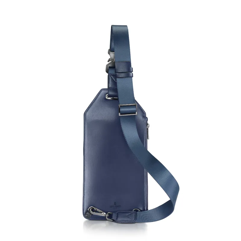 Lapis Bard Crossover Desert Bloom Cactus Leather Crossbody Bag - Blue